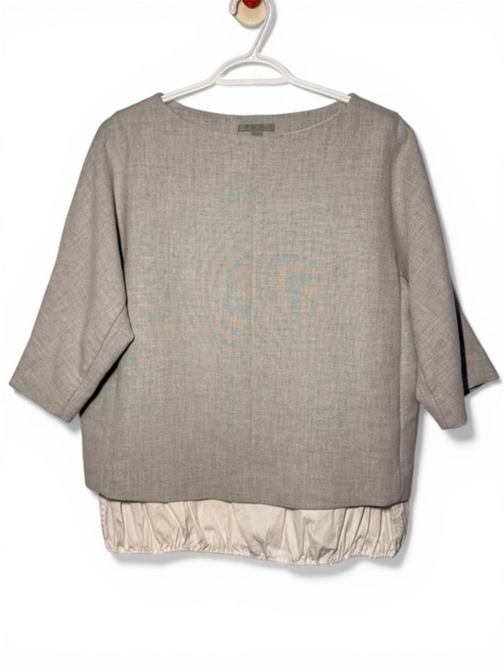 COS Gray Boxy Blouse with Cream Hem size EU34